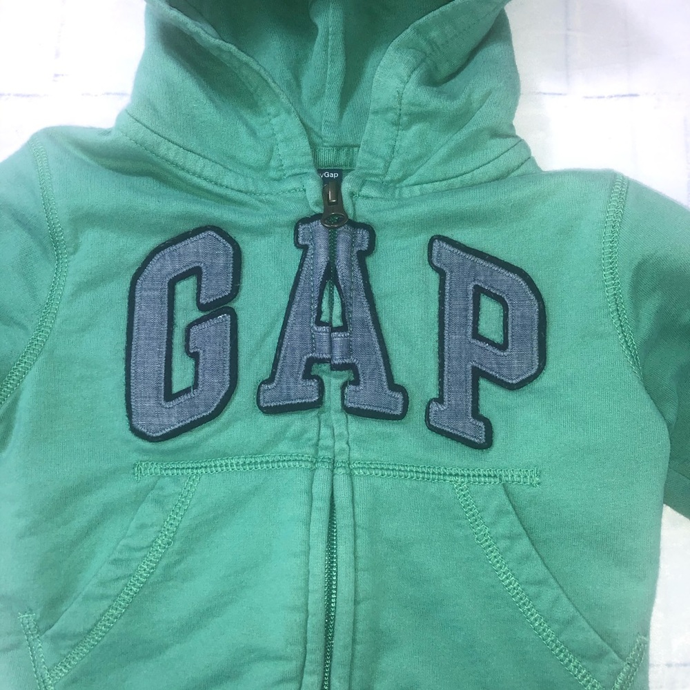 Baby Gap Green Hoodie with Blue Letters - Picture 3 of 6